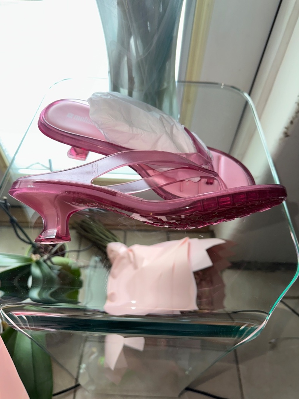 Melissa Translucent Pink Jelly Slide Sandals - Picture 2 of 7